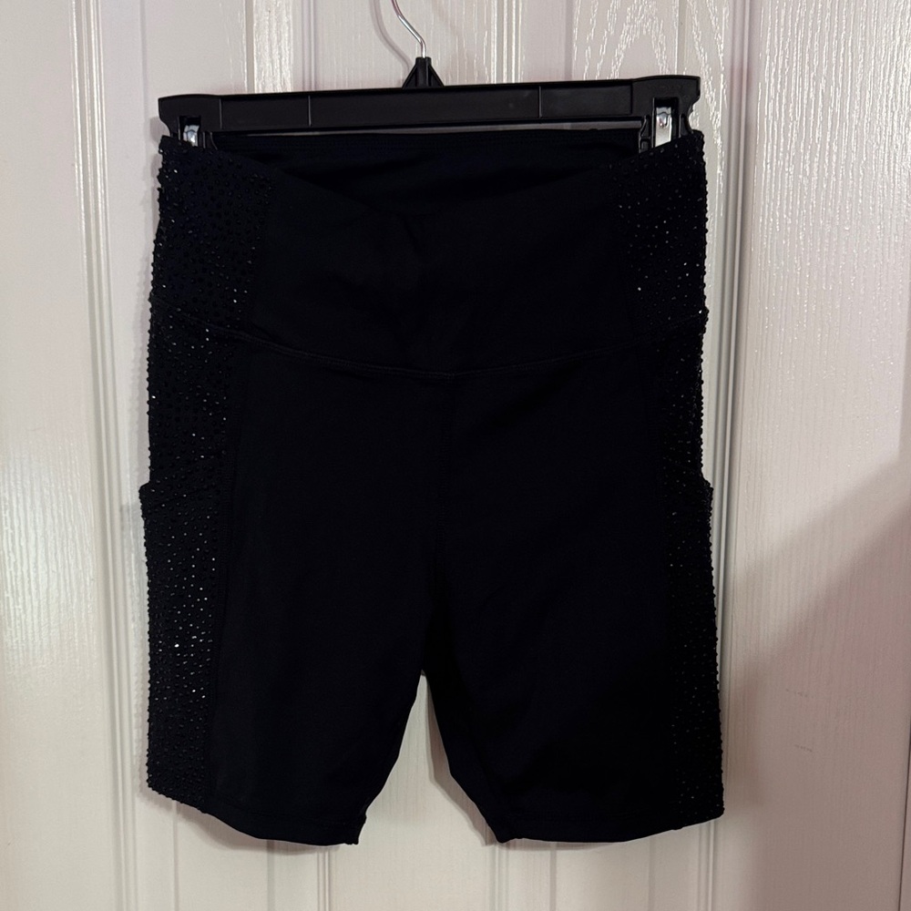 EUC QOS Black Women's High-Waist Shorts with Side Embellishment
